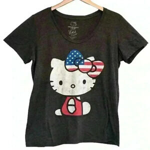 🌈 6/$60 Hello Kitty Sanrio Doe Patriotic Bow Vote Shirt Red White Blue Large